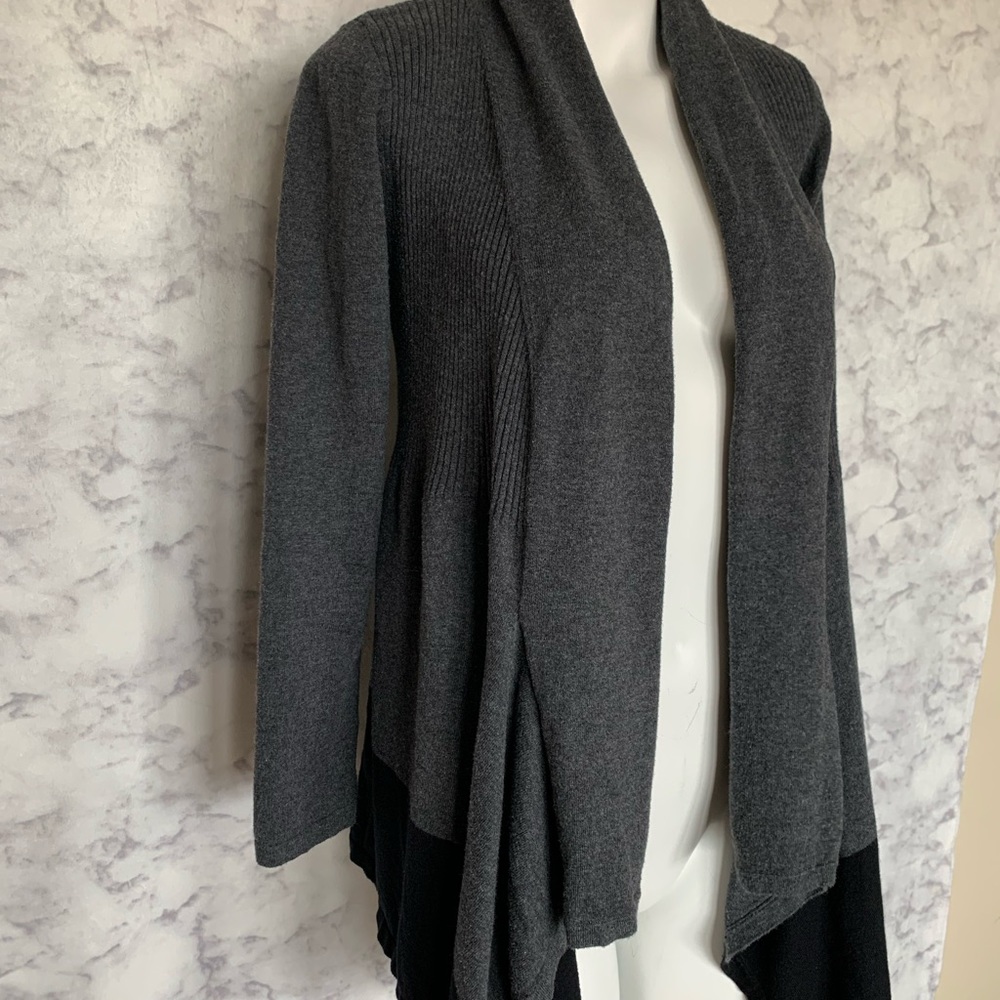 Style & Co Black Grey Open Front Cardigan